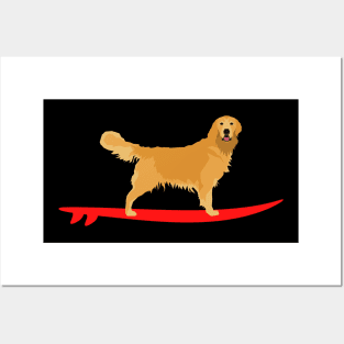 Surfing Golden Retriever Posters and Art